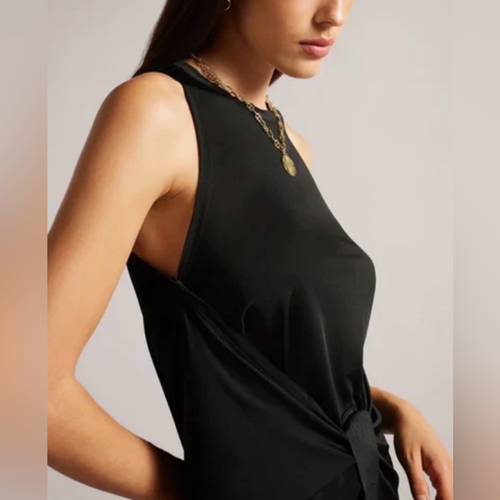 Ted Baker EVEAH 2 Black Halter Tunic Top Sleeveless Draped Asymmetric Blouse NEW - Picture 9 of 16